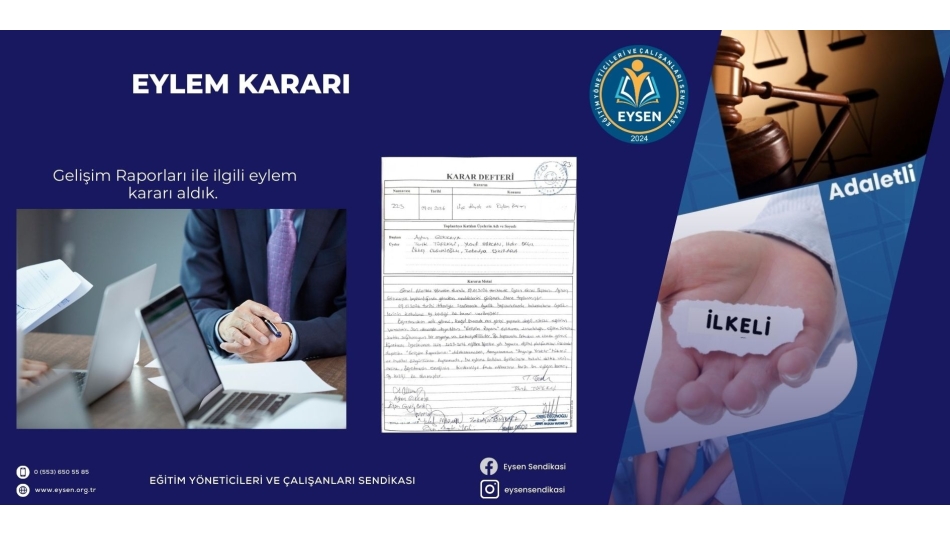 GELİŞİM RAPORLARI DOLDURMA İLE İLGİLİ EYLEM KARARI